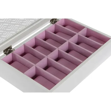 Karp kellade jaoks DKD Home Decor Valge Heleroosa Kristall Puit MDF 29 x 20 x 9 cm (12 Ühikut)