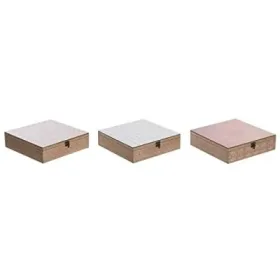 Infūziju Kaste DKD Home Decor Stikls Rozā Metāls Balts 24 x 24 x 7 cm 3 Daudzums Koks MDF