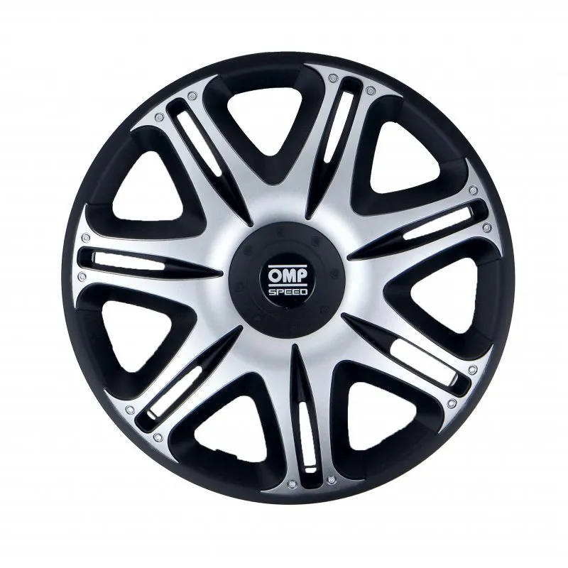 Set 4 hubcaps Ghost black/silver 13 inches OMP Speed