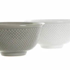 Kauss DKD Home Decor Valge Hall Portselan Vintage 12,5 x 12,5 x 6,5 cm 2 Tükid, osad