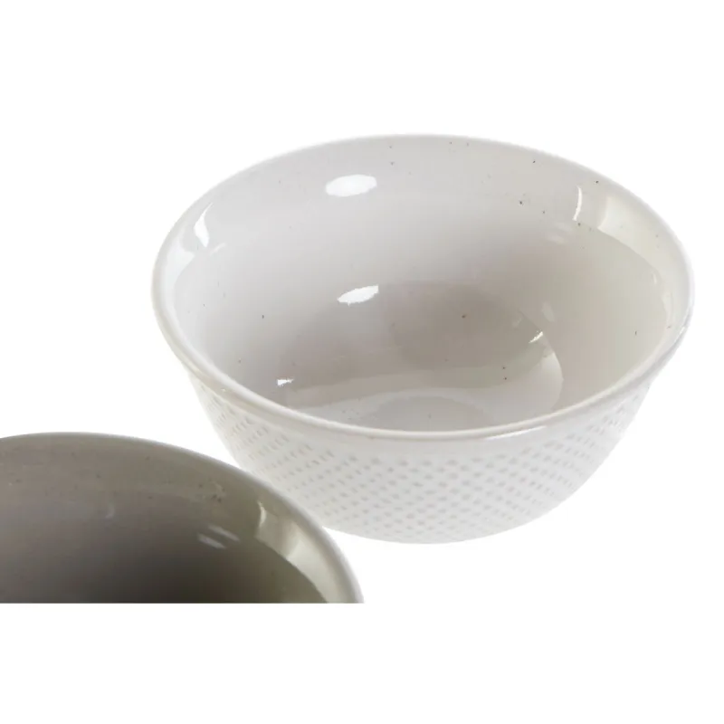 Dubuo DKD Home Decor Balta Pilka Porcelianas Vintage 12,5 x 12,5 x 6,5 cm 2 Dalys