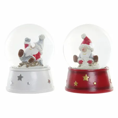 Ёлочный шарик DKD Home Decor Смола Стеклянный Дед Мороз (2 pcs) (9.5 x 9.5 x 13.5 cm)