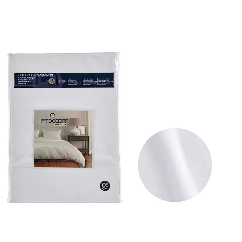 Bedding set Gift Decor White Grey Double 3 Pieces