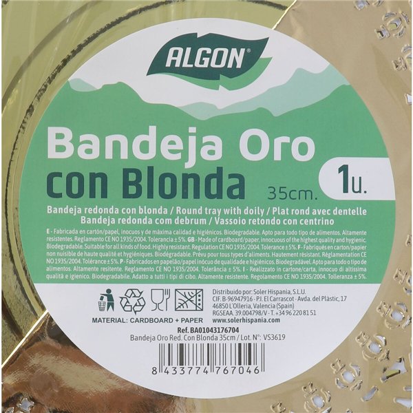 Snack tray Algon Circular 35 cm (30 Units)
