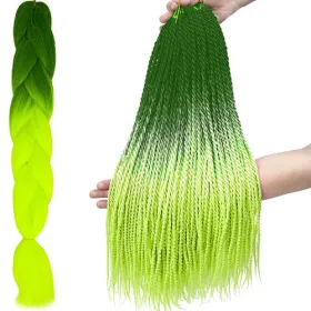 Sintētiskās matu bizes ombre zaļas/neona krāsasW10344