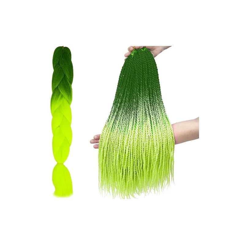 Sünteetilised juuksepatsid ombre roheline/neoonW10344