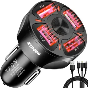 Autolaturi 4x USB + kaapeli Xtrobb 19907