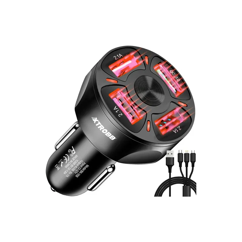 Automašīnas lādētājs 4x USB + kabelis Xtrobb 19907