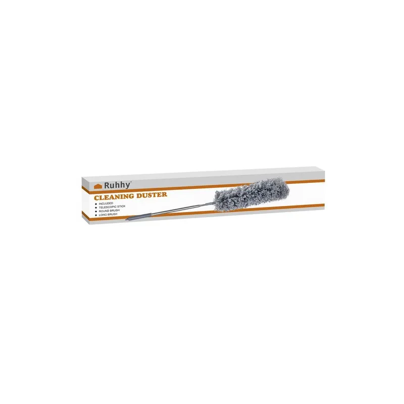 Telescopic dust brush with two attachments