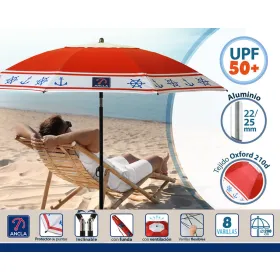Pludmales saulessargs Sarkans Ø 200 cm SPF50+ Enkurs