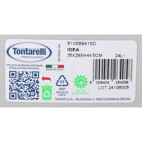 Мусорное ведро с педалью Tontarelli Idea 24 L Чёрный Серый 35 x 29 x 44,5 cm (4 штук)