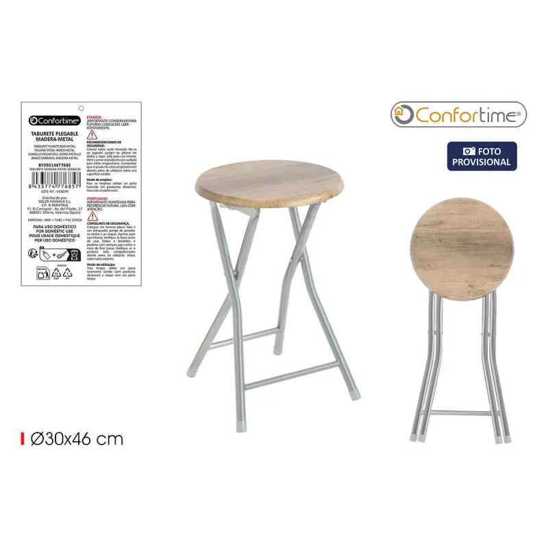 Stool Confortime Wood Metal 30 x 30 x 46 cm (6 Units)