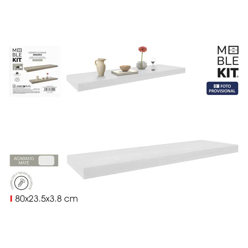 Lentynos MobleKit Balta Medžio 80 x 23,5 x 3,8 cm (6 vnt.)