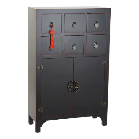 Lipasto DKD Home Decor Musta Punainen Monivärinen Kuusi Puu MDF Itämainen 63 x 27 x 101 cm