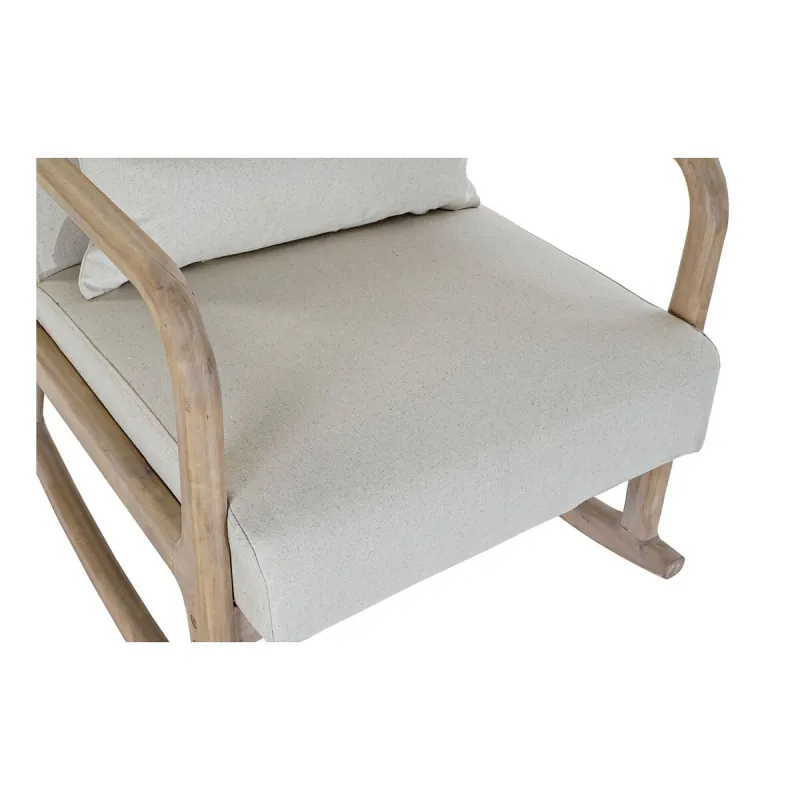 Rocking Chair DKD Home Decor Beige Natural Linen Rubber wood 66 x 85 x 81 cm