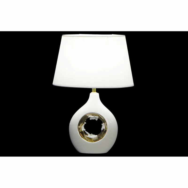 Desk lamp DKD Home Decor White Silver Polyester Porcelain 220 V Golden 50 W (2 pcs) (31 x 21 x 45 cm)