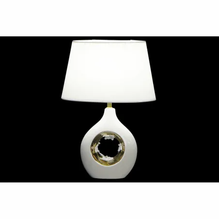 Pöytälamppu DKD Home Decor Valkoinen Hopea Polyesteri Posliini 220 V Kullattu 50 W (2 pcs) (31 x 21 x 45 cm)