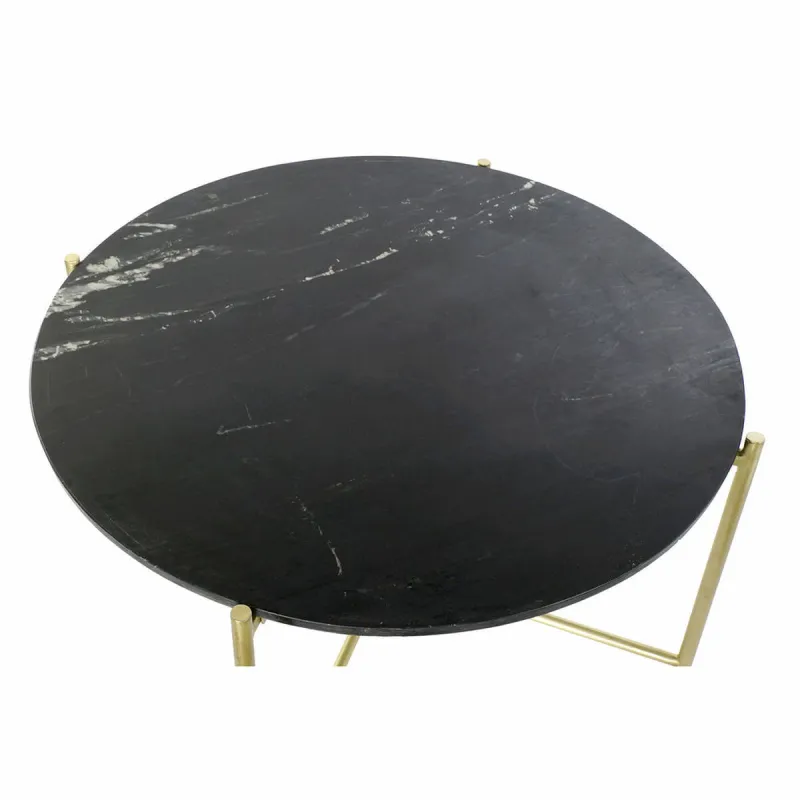 Mazs galdiņš DKD Home Decor Melns Bronza Marmors Dzelzs (81 x 81 x 44 cm)