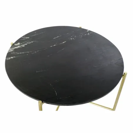 Mazs galdiņš DKD Home Decor Melns Bronza Marmors Dzelzs (81 x 81 x 44 cm)