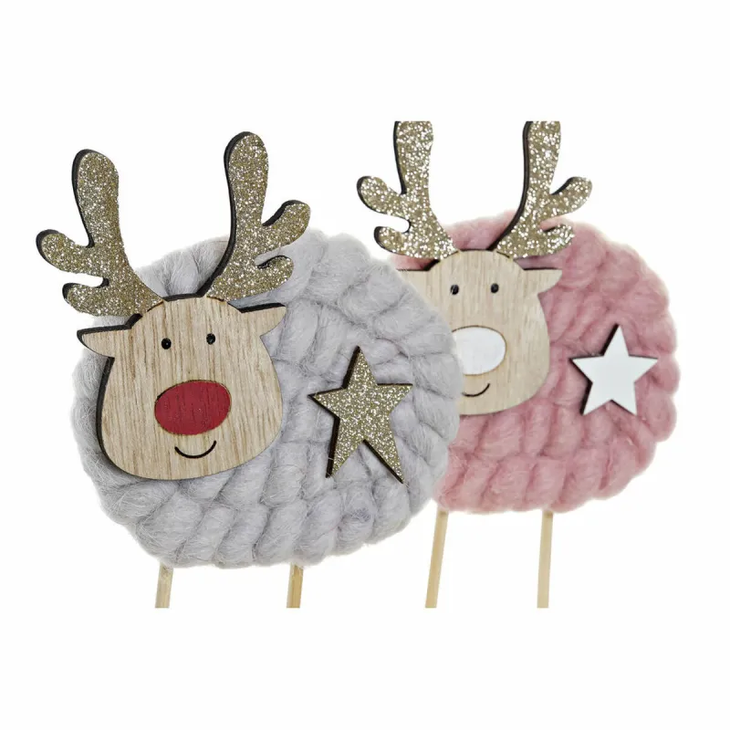 Ziemassvētku Nieciņš DKD Home Decor Poliesters Koks (2 pcs) (10 x 4 x 16 cm)