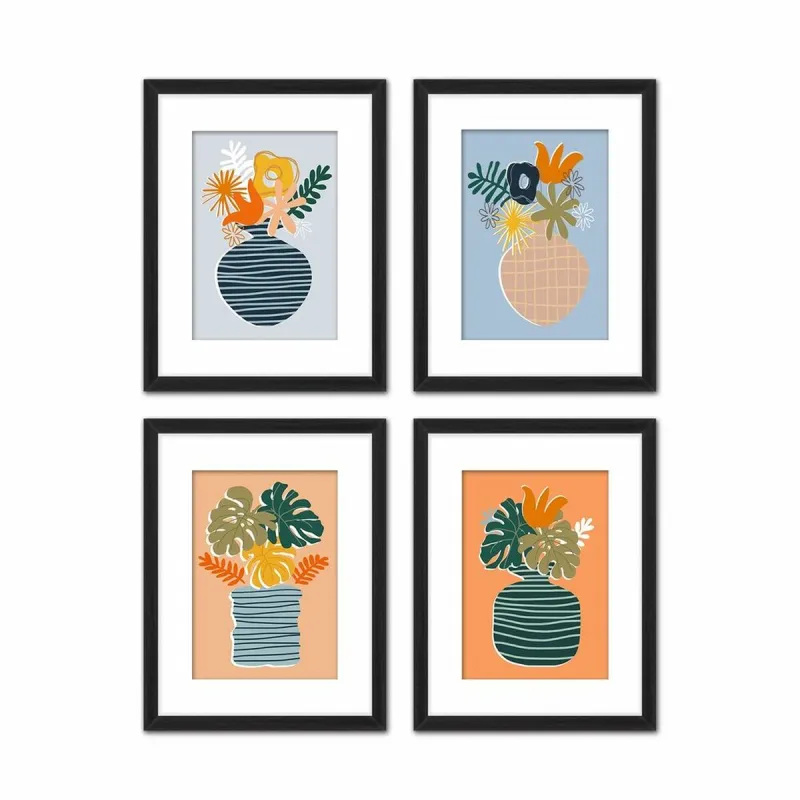 Картина DKD Home Decor Ваза для цветов (35 x 2,5 x 45 cm) (35 x 2 x 45 cm) (4 штук)