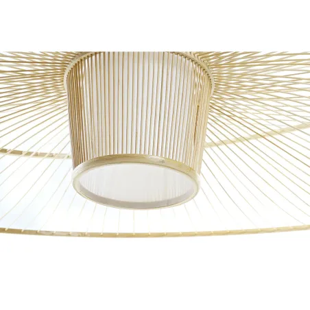 Kattolamppu DKD Home Decor Valkoinen Luonnollinen Bambu 50 W 100 x 100 x 32 cm