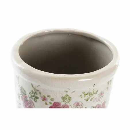 Vaas DKD Home Decor Valge Roheline Kastanpruun Keraamika Shabby Chic (14 x 14 x 25 cm)