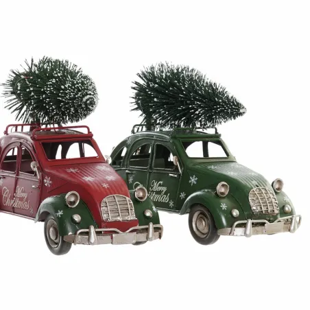 Ziemassvētku Nieciņš DKD Home Decor Sarkans Zaļš Automobilis 26 x 11,5 x 16,5 cm (2 gb.)