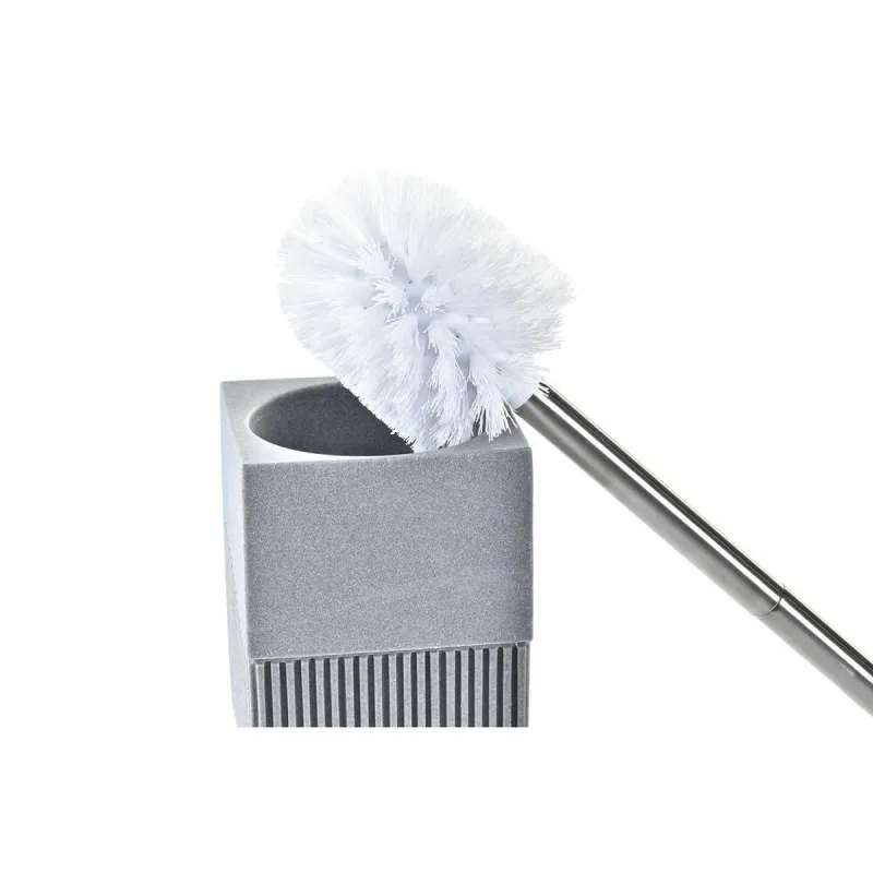 Tualetes Birste DKD Home Decor Scandi Sudrabains Pelēks Nerūsējošais tērauds Alumīnijs Sveķi (9,5 x 9,5 x 37 cm)