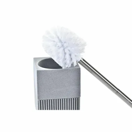 Tualetes Birste DKD Home Decor Scandi Sudrabains Pelēks Nerūsējošais tērauds Alumīnijs Sveķi (9,5 x 9,5 x 37 cm)