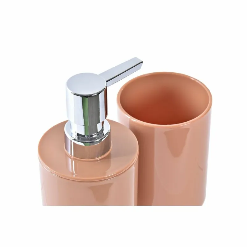Bath Set DKD Home Decor Natural Grey Orange Coral Aluminium Bamboo PS Modern (9 x 7 x 16 cm) (2 Units) (7 x 7 x 16 cm)