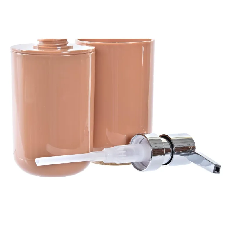 Bath Set DKD Home Decor Natural Grey Orange Coral Aluminium Bamboo PS Modern (9 x 7 x 16 cm) (2 Units) (7 x 7 x 16 cm)