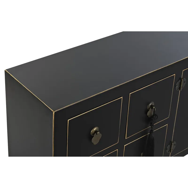 TV-mööbel DKD Home Decor Must Idamaine Valge Kuldne Valge/Must Metall Kuusk Puit MDF 130 x 26 x 51 cm