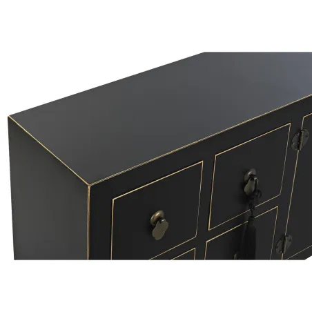 TV-mööbel DKD Home Decor Must Idamaine Valge Kuldne Valge/Must Metall Kuusk Puit MDF 130 x 26 x 51 cm