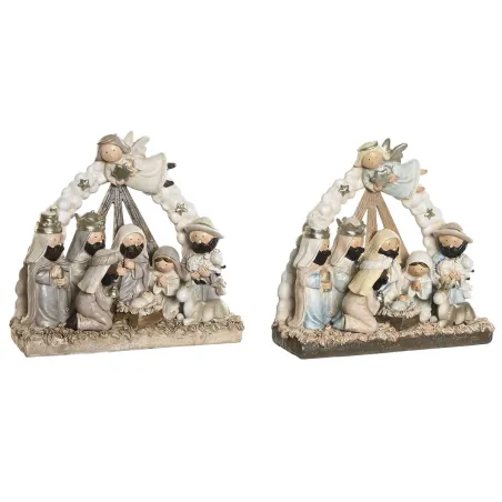 Kalėdų prakartėlės scena DKD Home Decor Mėlyna Balta Ruda Derva 23,5 x 8 x 20,5 cm (2 vnt.)