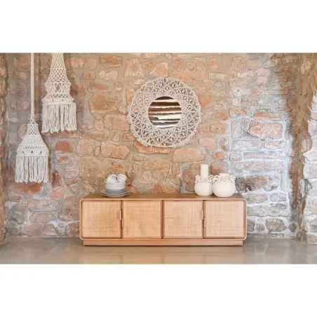 TV-mööbel Home ESPRIT Naturaalne Rotang Dąb 157 x 40 x 46 cm