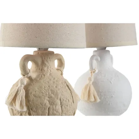 Galda lampa Home ESPRIT Balts Bēšs Keramika 220 V 15 x 15 x 28 cm (2 gb.)