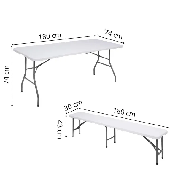 Стол складной с 2 ​​скамейками Springos GF0099 180 x 74 x 74 см