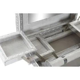 Dėžutė Home ESPRIT Sidabras Natūralus Medžio Aliuminis 27,5 x 21 x 7,6 cm