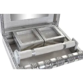 Dėžutė Home ESPRIT Sidabras Natūralus Medžio Aliuminis 27,5 x 21 x 7,6 cm