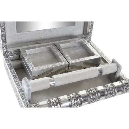 Ehteaegas Home ESPRIT Hõbedane Naturaalne Puit Alumiinium 27,5 x 21 x 7,6 cm
