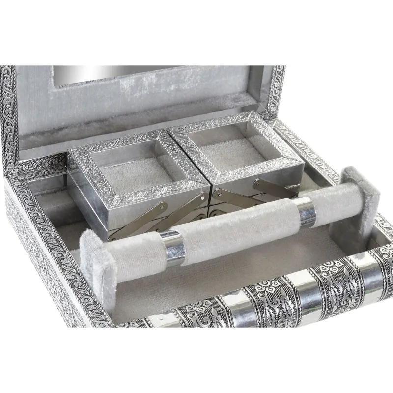 Ehteaegas Home ESPRIT Hõbedane Naturaalne Puit Alumiinium 22,5 x 18,8 x 7,6 cm