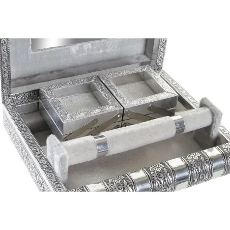 Ehteaegas Home ESPRIT Hõbedane Naturaalne Puit Alumiinium 22,5 x 18,8 x 7,6 cm