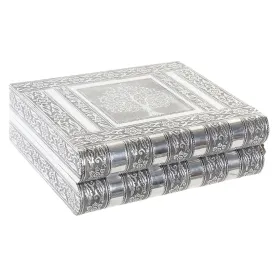 Dėžutė Home ESPRIT Sidabras Natūralus Medžio Aliuminis 22,5 x 18,8 x 7,6 cm