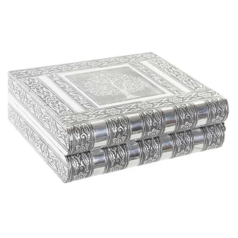 Ehteaegas Home ESPRIT Hõbedane Naturaalne Puit Alumiinium 22,5 x 18,8 x 7,6 cm