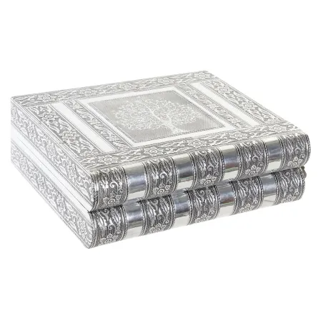 Ehteaegas Home ESPRIT Hõbedane Naturaalne Puit Alumiinium 22,5 x 18,8 x 7,6 cm