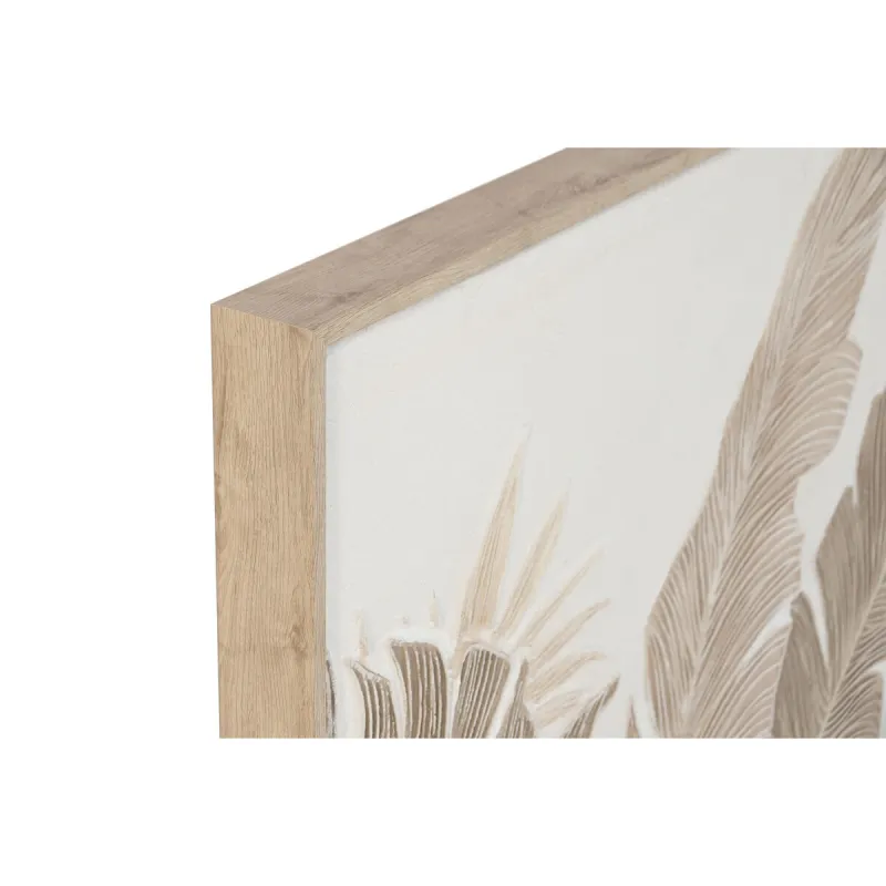 Glezna Home ESPRIT Balts Dabisks Loksnes Tropiskais Ar reljefu 102,5 X 4,5 X 102,5 CM (2 gb.)