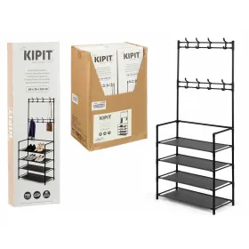 Nagi riiuliga Kipit Must Metall 60 x 26 x 155 cm