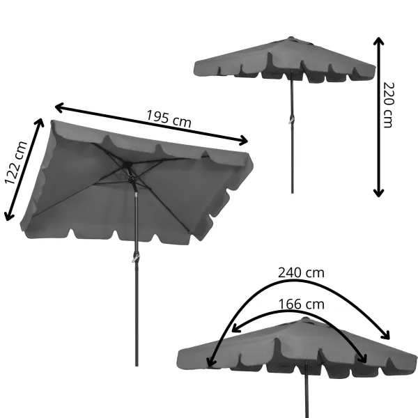Puutarhavarjo kammella, suuri kokoontaitettava terassille ja parvekkeelle, Springos GU0037, 240 cm, tummanharmaa