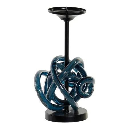 Подсвечник DKD Home Decor Синий Металл Стеклянный 13 x 13 x 25 cm
